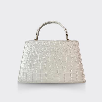 Titan Top Handle Bag with Chain - White