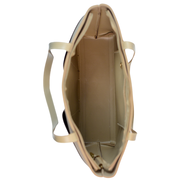 Tote bag with Front Pocket - Beige / Brown