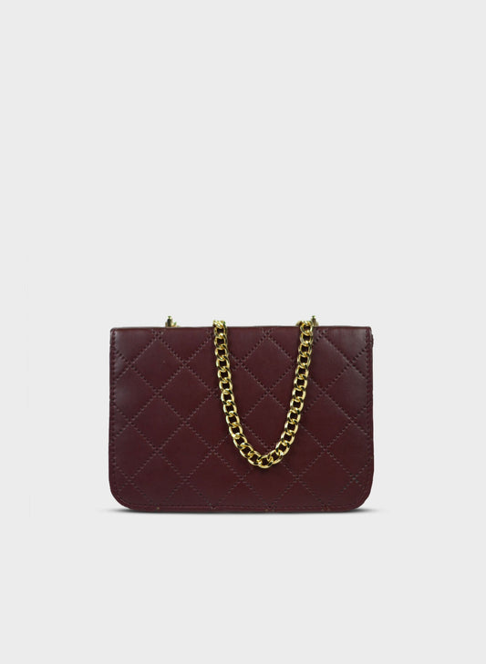 Quilted Chain Bag - Burgundy